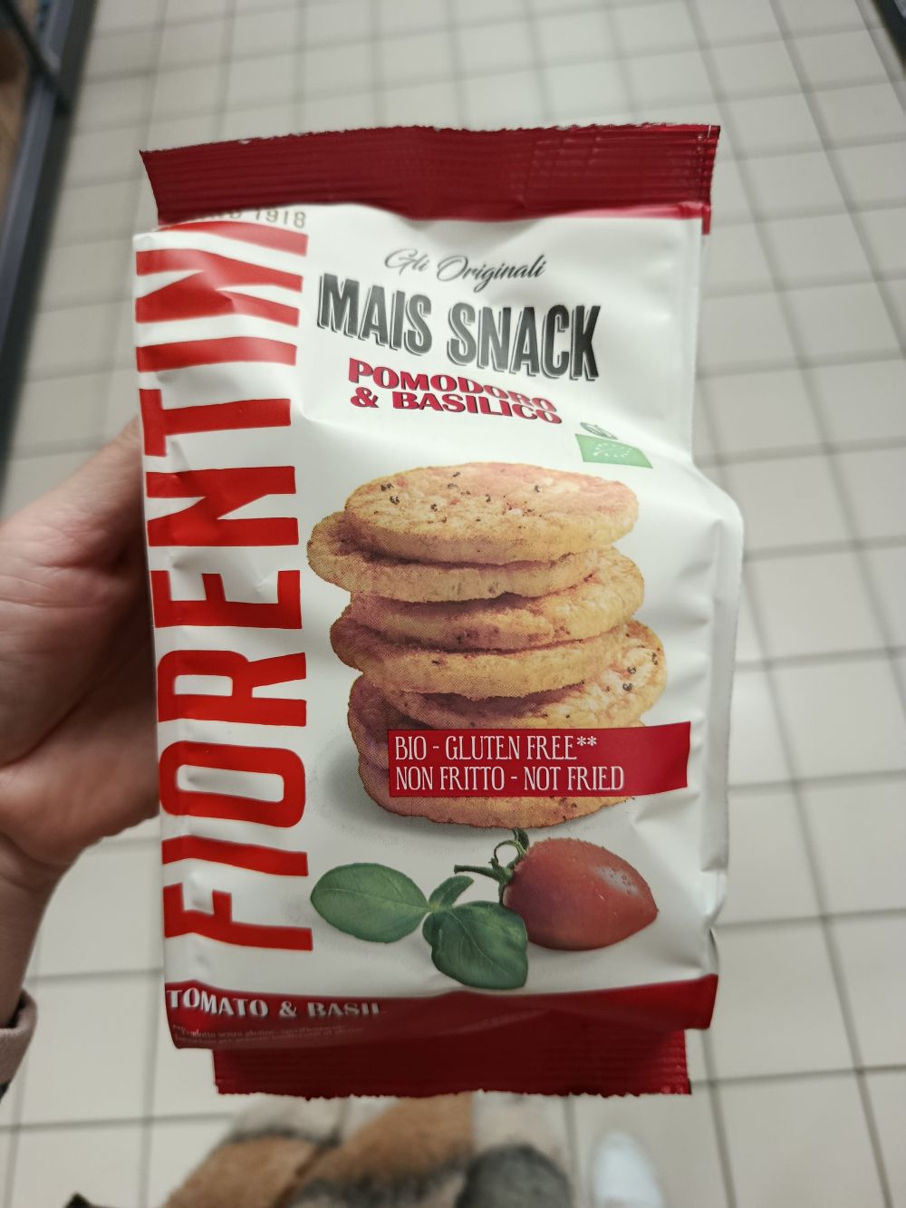 Fiorentini BIO kukuričný snack s paradajkami a bazalkou, bez lepku, 50g