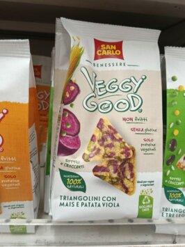 Mousey shop vegan snack San Carlo Veggy Good trojuholníky s chrumkavým cícerom (na ľavo), 65g