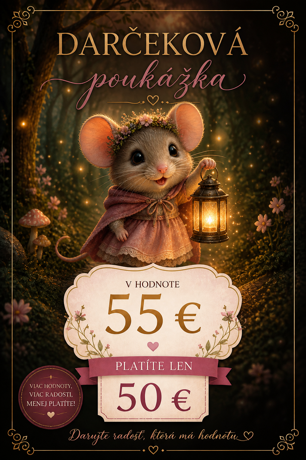 pukážka Mousey shop Poukážka Mousey shop v hodnote 55€