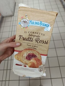 mousey shop koláčiky Mulino Bianco celozrnné croissanty s červeným ovocím, 6 kusov, 300g