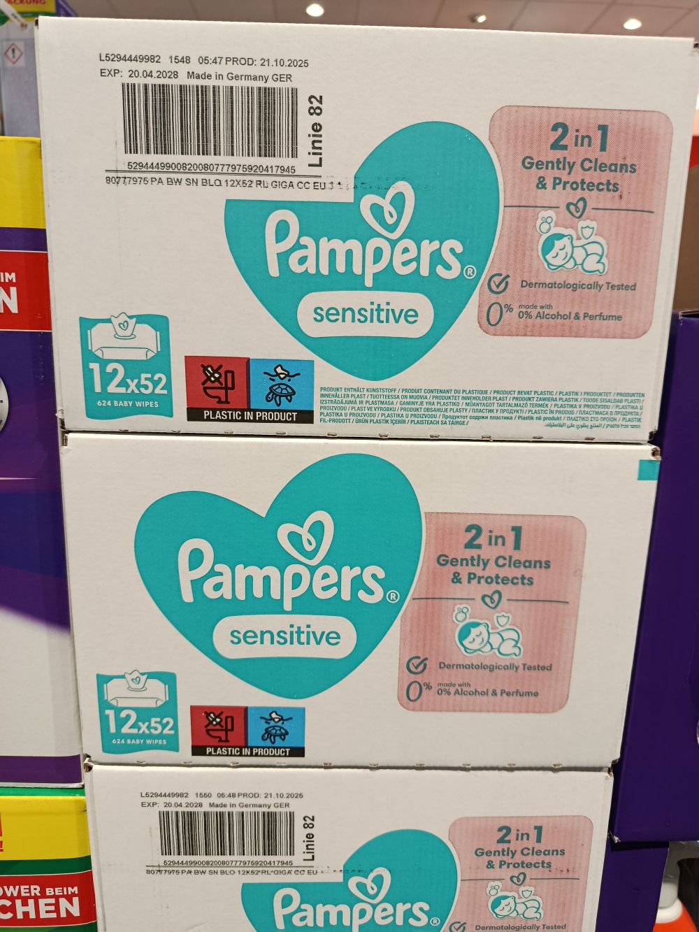 Pampers vlhčené utierky sensitiv, 12x52ks