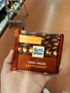 Ritter bez laktózy čokoláda mousey shop Ritter Sport čokoláda s celými lieskovými orechami, bez laktózy, 100g