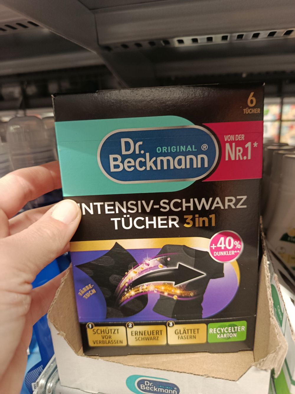 Dr. Beckmann Intensive Black Wipes 3v1, farbiace obrúsky, 6 obrúskov
