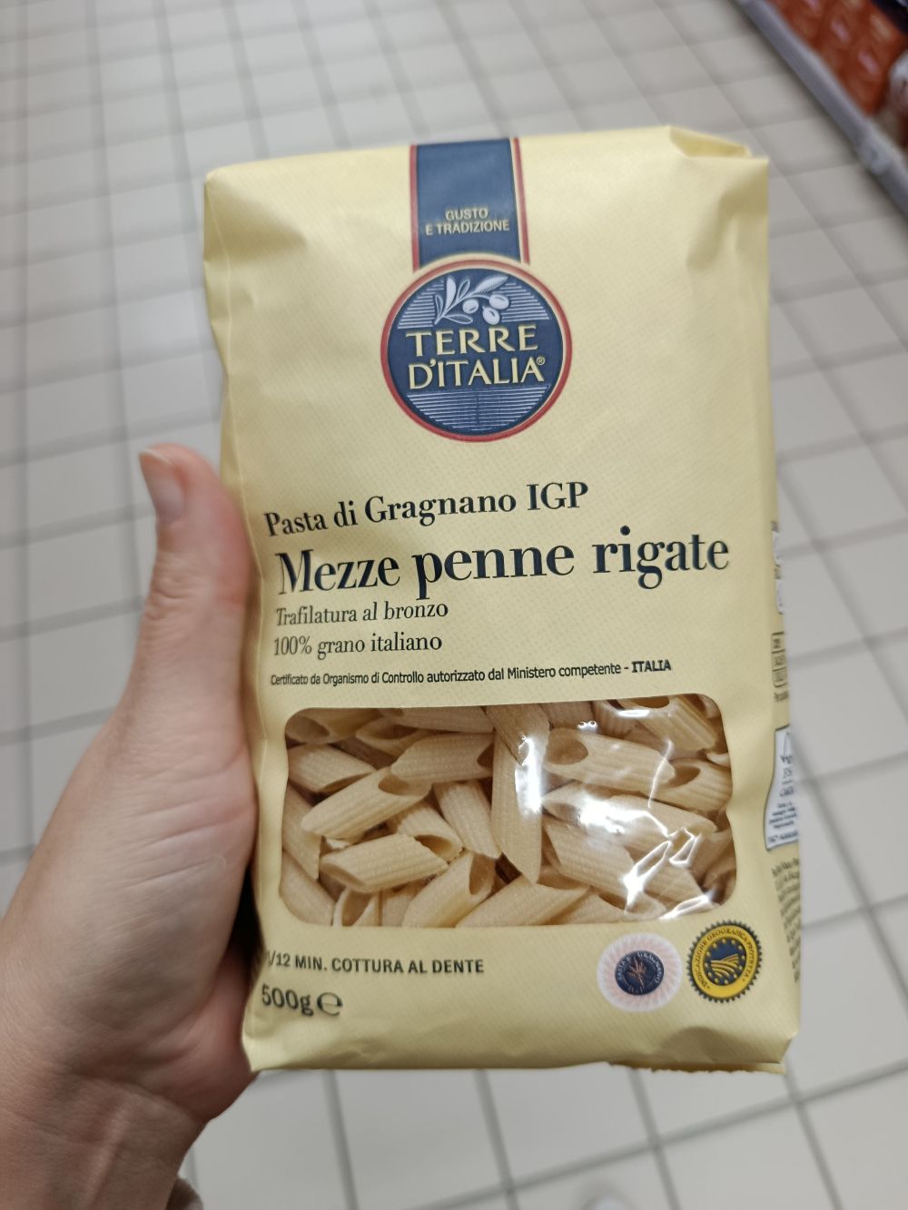 penne talianske cestoviny mousey shop Terre D'Italia cestoviny Mezze penne rigate, 500g