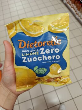 talianske cukríky bez cukru mousey shop Dietorelle Zero Sugar citrónové gumové cukríky, 70g
