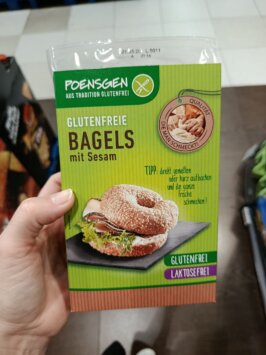 žemle pečivo bez gluténu mousey shop Poensgen bezlepkové chlebové bagely sezamové, 150g