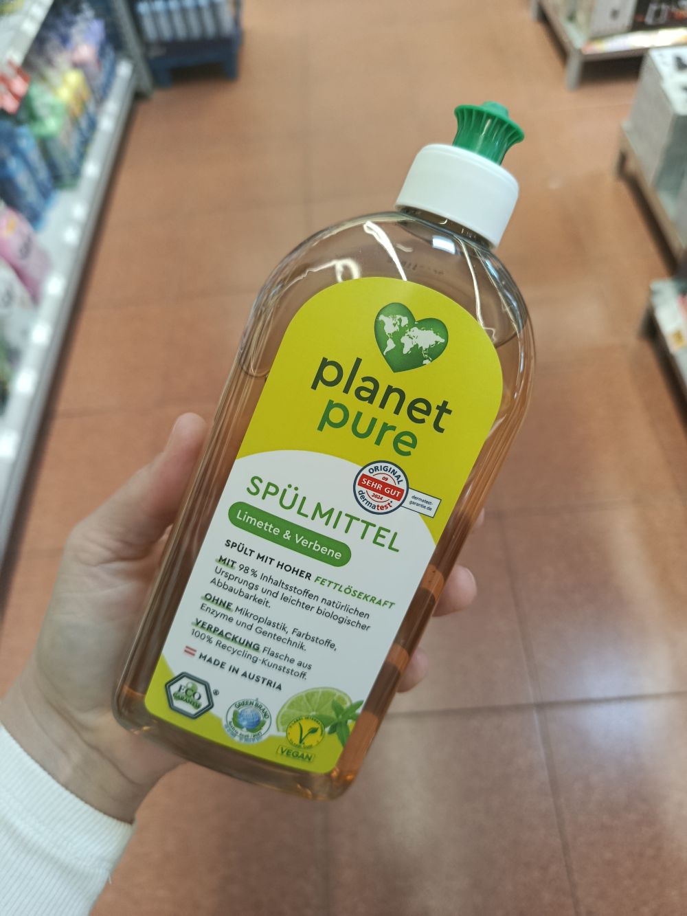 Planet Pure tekutý gel na riad limetka a verbena, 500ml